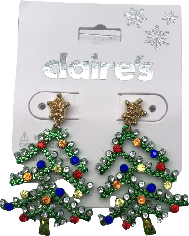 Claire's Multicoloured Christmas Tree Earrings One Size