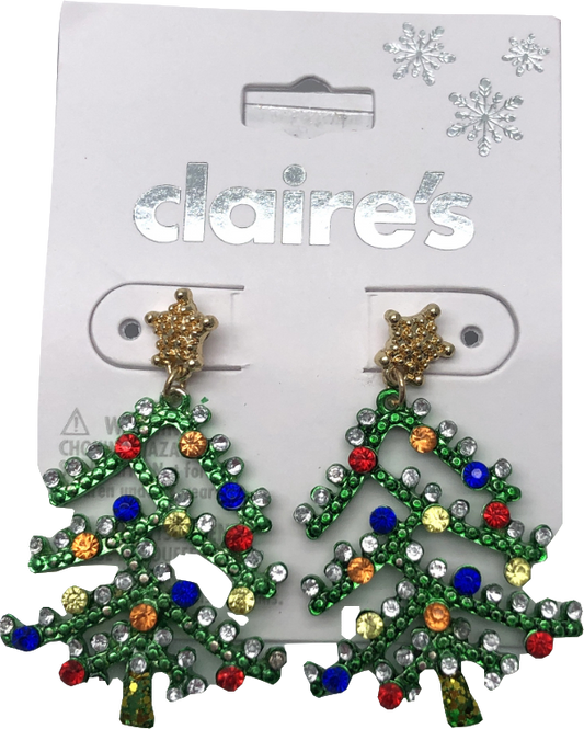 Claire's Multicoloured Christmas Tree Earrings One Size