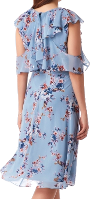 ARIELLA LONDON Blue Floral Ruffle Midi Dress Bnwt UK 10