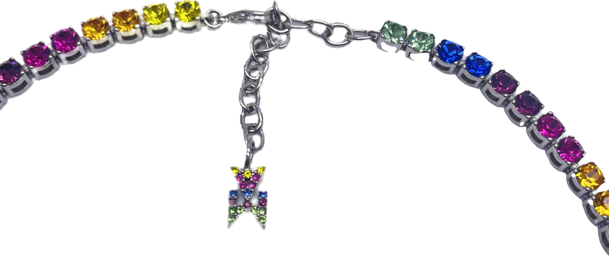 Astrid & Miyu Multicoloured Rainbow Crystal Tennis Choker Necklace