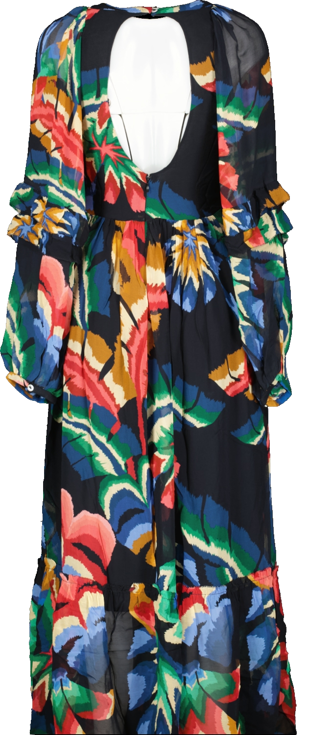 *SENT BLOUSE NOT DRESS*farm rio Multicoloured Chevron Forest Maxi Dress Bnwt UK L