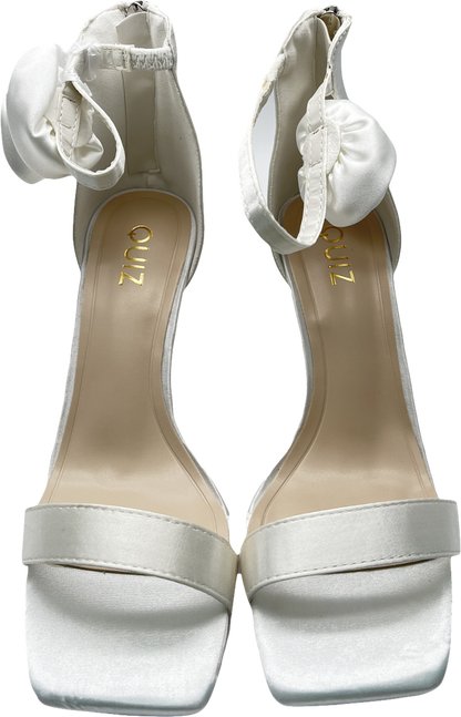 QUIZ White Bridal Satin Corsage Heeled Sandals UK 5 EU 38 👠