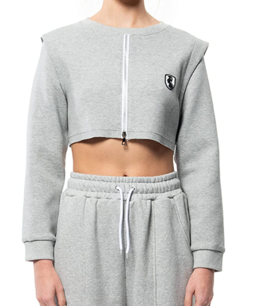 VHNY grey shoulder pad cropped sweatshirt UK S