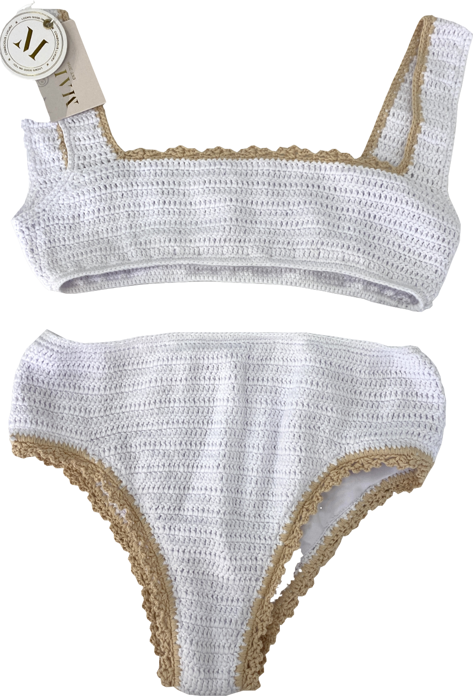 Maiyo White Crochet Bikini Set UK S