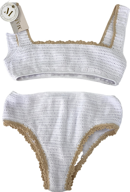 Maiyo White Crochet Bikini Set UK S