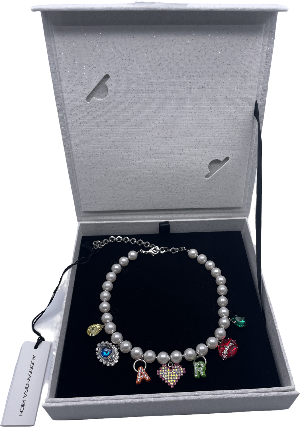 Alessandra Rich Multicoloured Faux Pearl Necklace W/ Charms