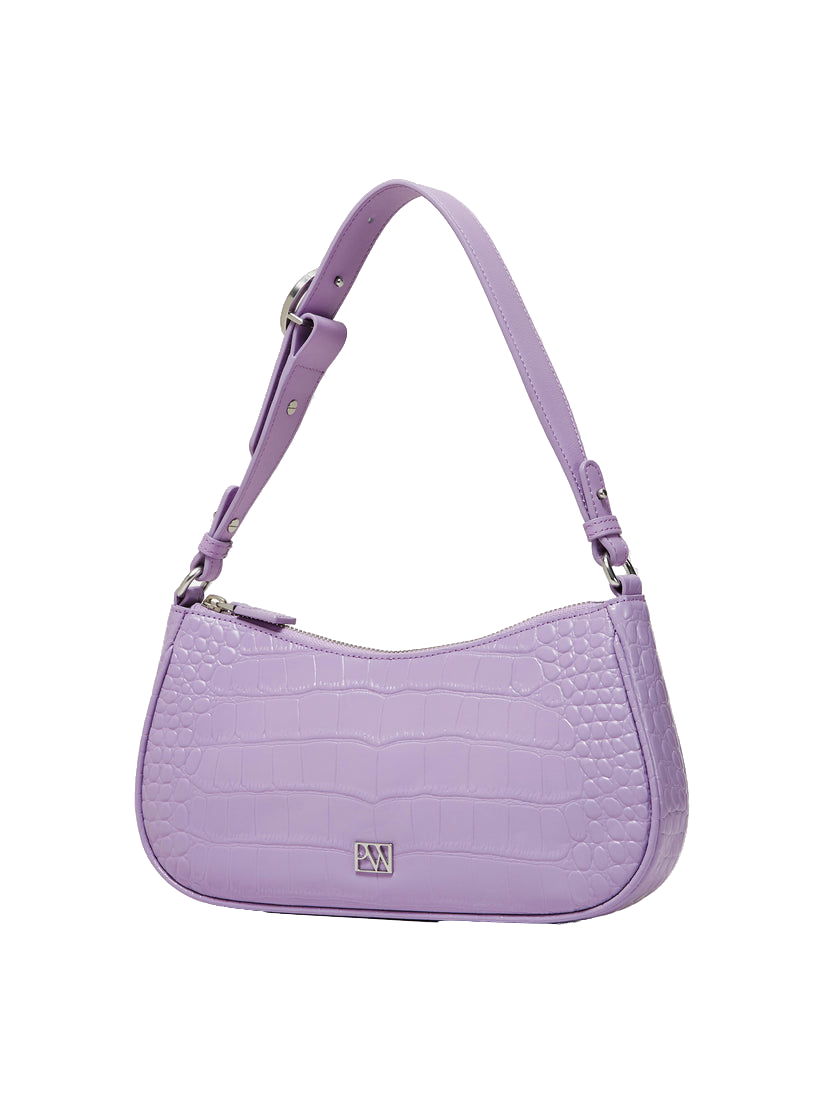 Parisa Wang New York Purple Lilac Croc Embossed Carrie Baguette Bag
