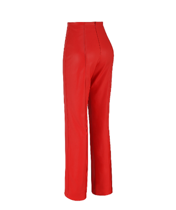 House of CB ELENAORA SCARLET VEGAN LEATHER TROUSERS UK XS