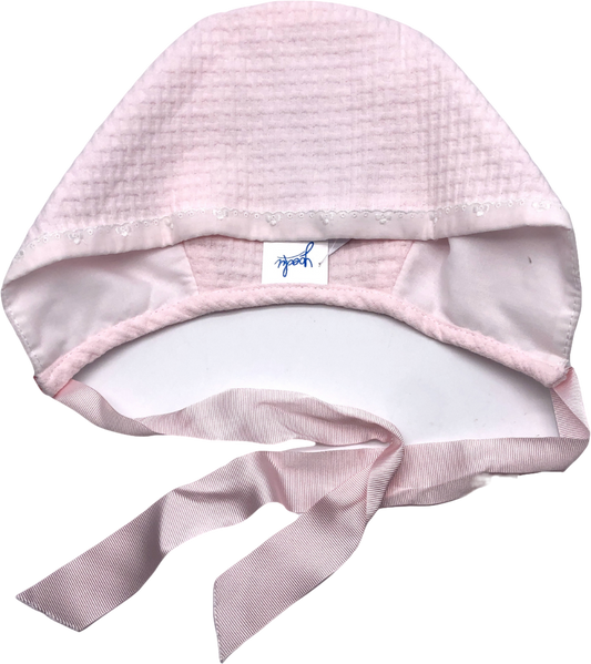Yoedu Pink Textured 100% Cotton Bonnet 18 Months 12-18 Months
