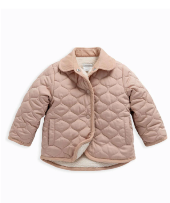 Mamas & Papas Pink Quilted Borg Lined Jacket UK 6-9mths