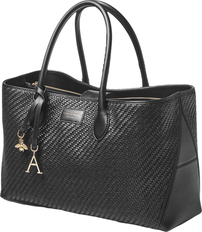 Aspinal Of London Black Large Woven Leather London Tote Bag