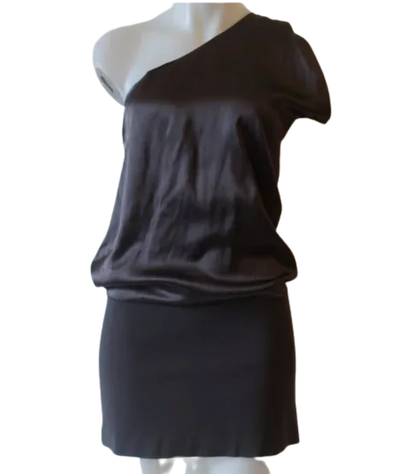 Theory brown 'Sharin' one-shoulder mini dress UK 10