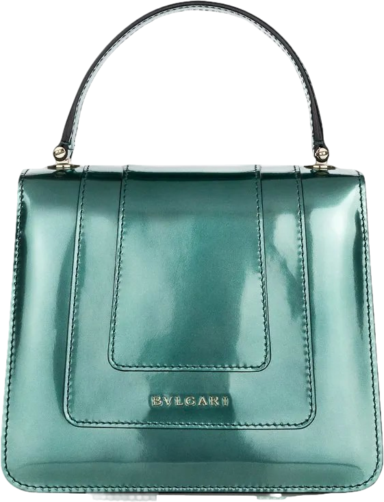 BVLGARI Green Polished Leather  Serpenti Forever Top-handle Bag