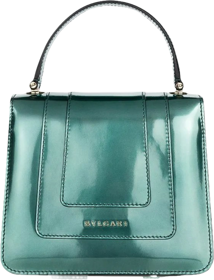 BVLGARI Green Polished Leather  Serpenti Forever Top-handle Bag