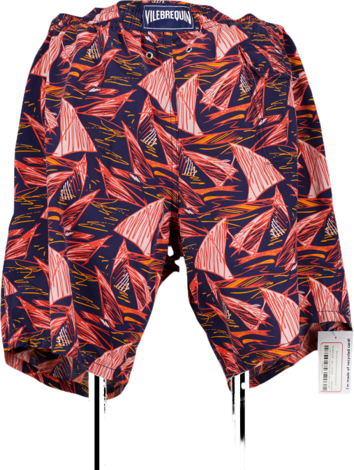 VILEBREQUIN Blue Navy Blue/ Red Sail Print Swim Shorts 4xl UK XXXL