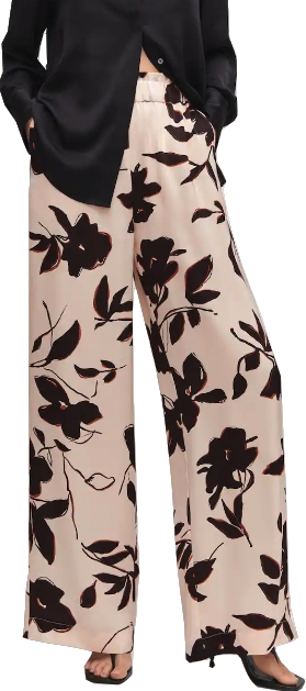 MANGO Cream / Black Floral Wide Leg Trousers BNWT  UK S