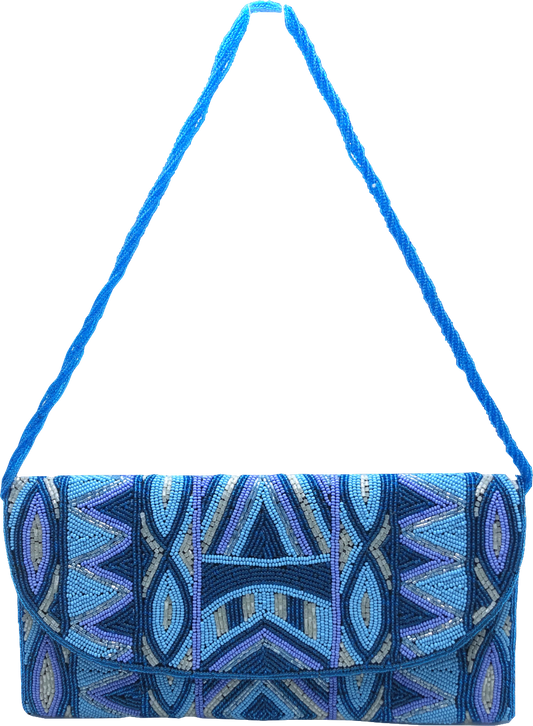 Aspiga Blue Beaded Clutch Bag