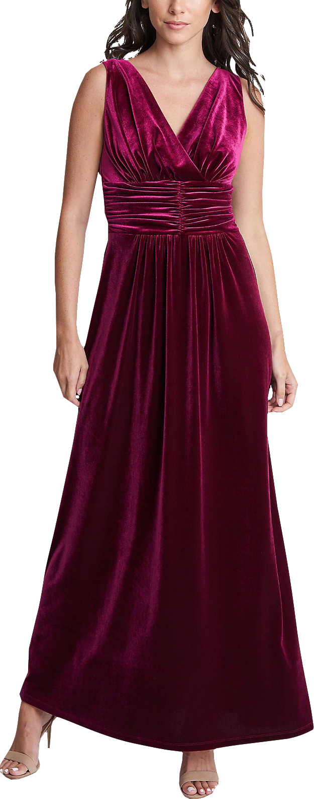 gina bacconi Red Wine Patricia Sleeveless Velvet Maxi Dress BNWT UK 8