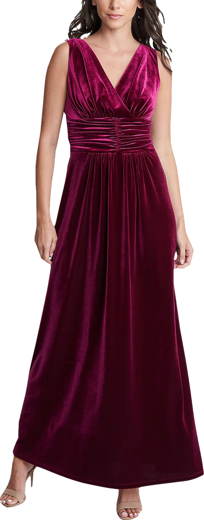 gina bacconi Red Wine Patricia Sleeveless Velvet Maxi Dress BNWT UK 8