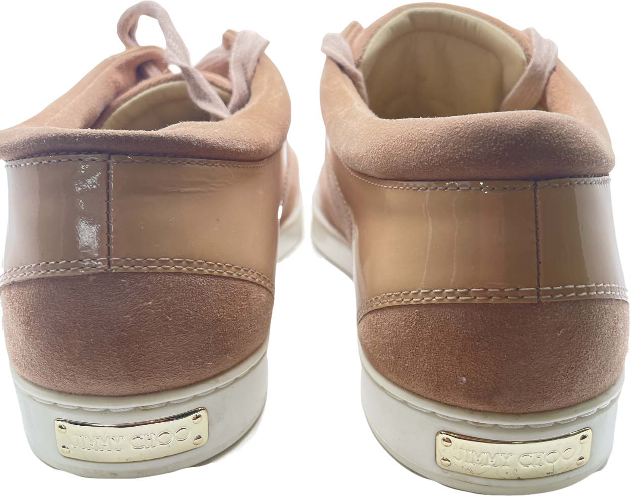 Jimmy Choo Beige Patent & Suede  Miami Sneakers UK 4 EU 37 👠