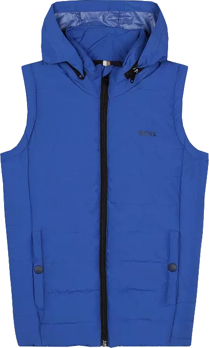 BOSS Blue Kids' Sleeveless Logo Hooded Puffer Jacket 6 Years