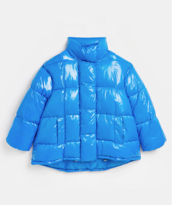 River Island Studio bright blue super puffer coat UK XS