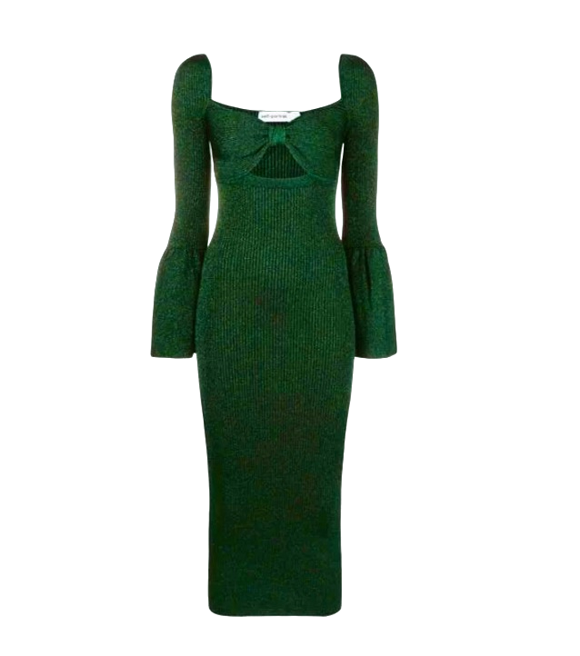 Self-Portrait Green Bow-detailed Cut-out Midi Dress BNWT UK S