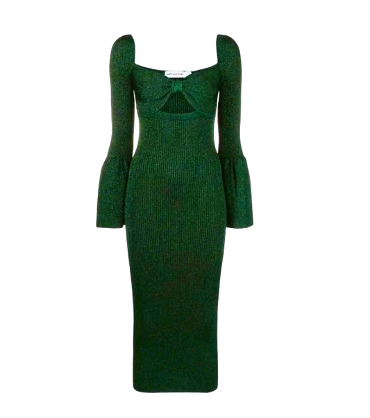 Self-Portrait Green Bow-detailed Cut-out Midi Dress BNWT UK S
