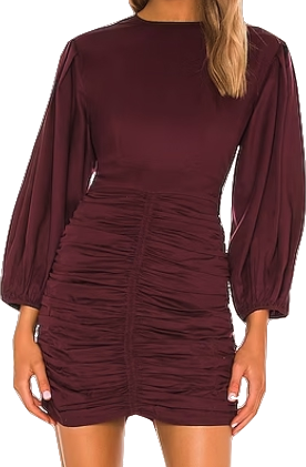 Rhode Resort Purple Ruched Tencel-twill Long Sleeve Mini Dress BNWT UK M