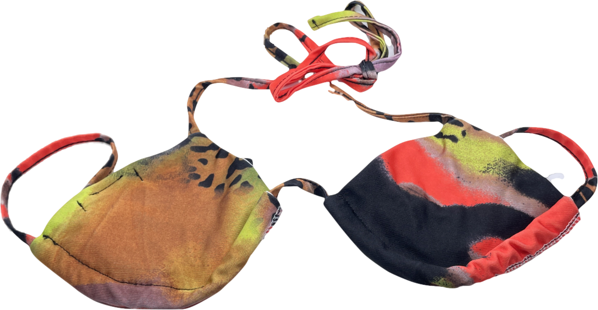PrettyLittleThing Multicoloured Animal & Ombre Print Tie Back Bikini Top UK 8