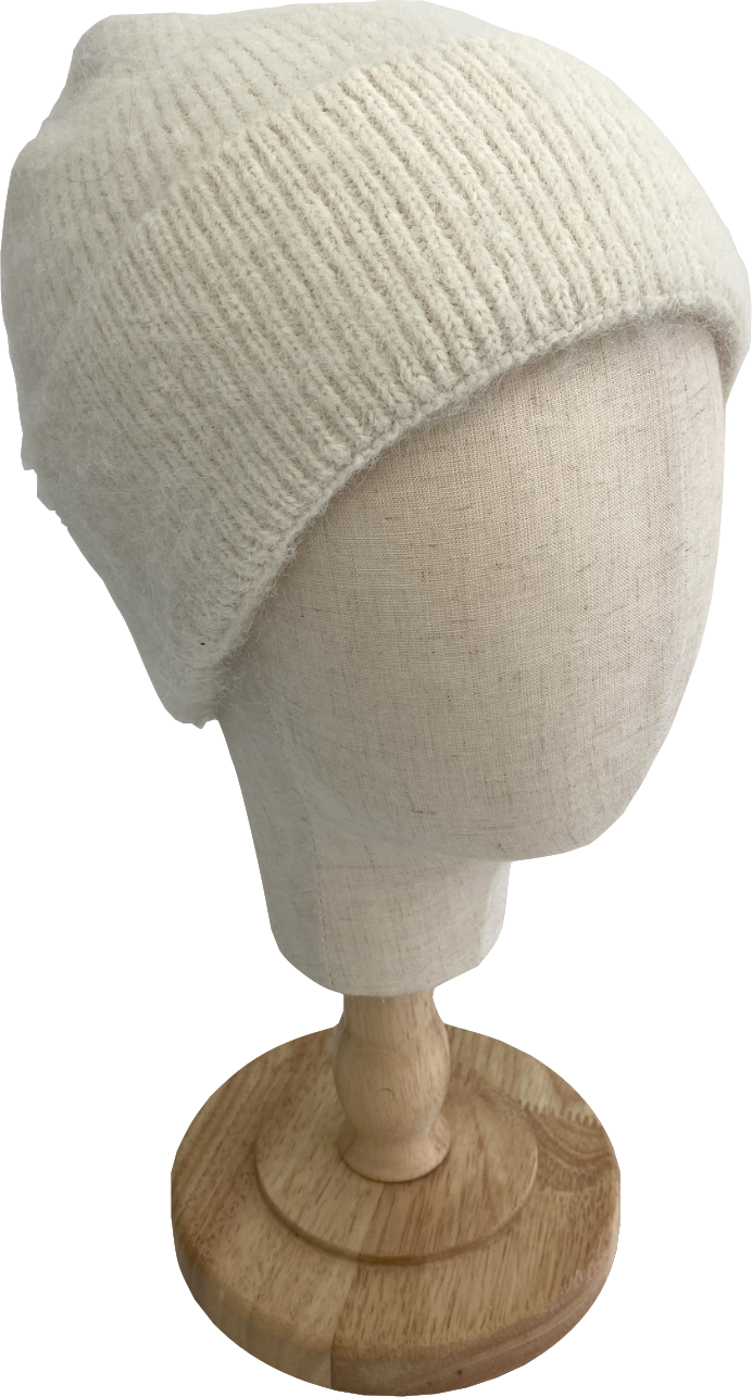 Cream Wool Beanie Hat One Size