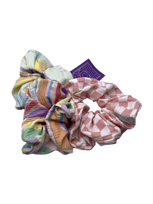 Declara Multicoloured Pack Of 3 Patterned Scrunchies One Size