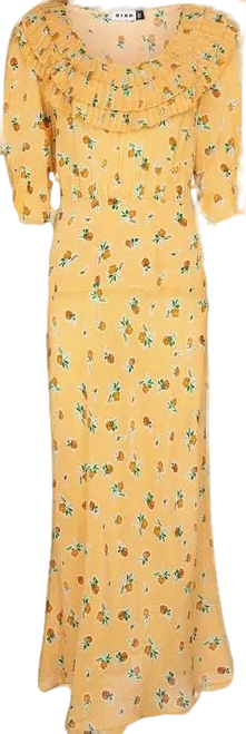 Rixo Yellow Belle Floral Silk-blend Maxi Dress UK L