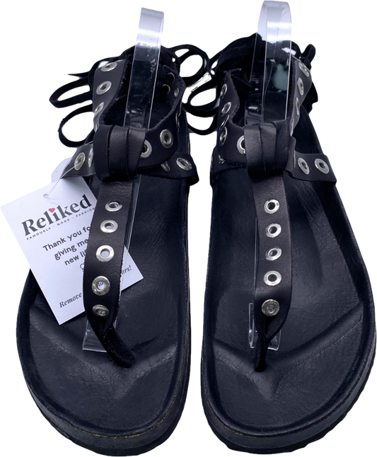 ZARA Black Lace Up Sandals With Metal Detail UK 8 EU 41 👠