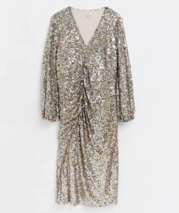river island multicoloured sequin midi dress uk 8