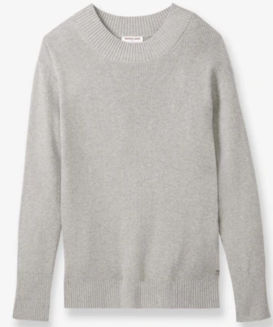 Tommy John grey rib knit long sleeve top UK XS