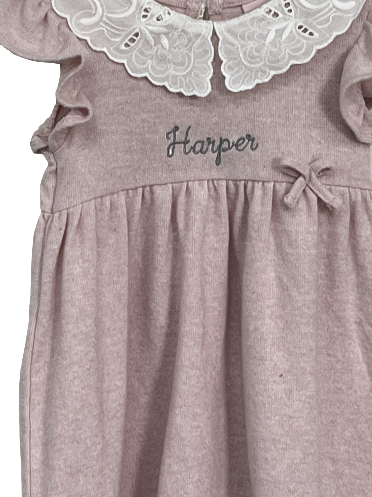My 1st Years Pink Personalised 'harper' Dress With Lace Collar 12-18 Months