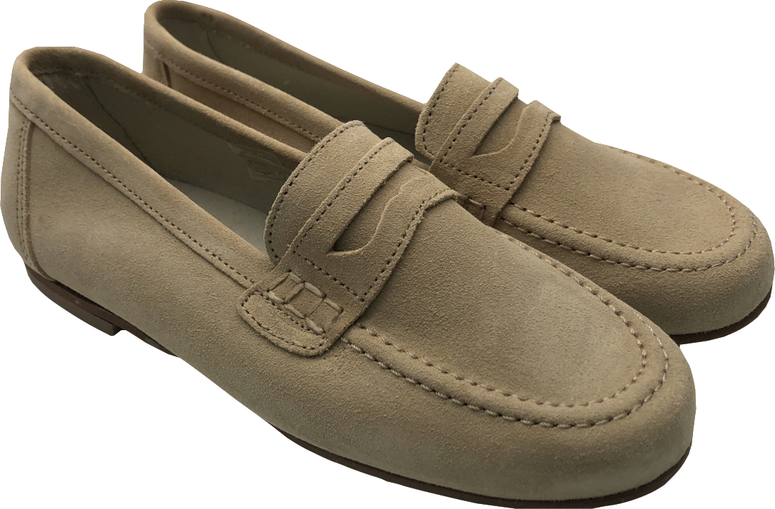 Childrens Classics Beige Suede Loafers UK 2 EU 35 👠