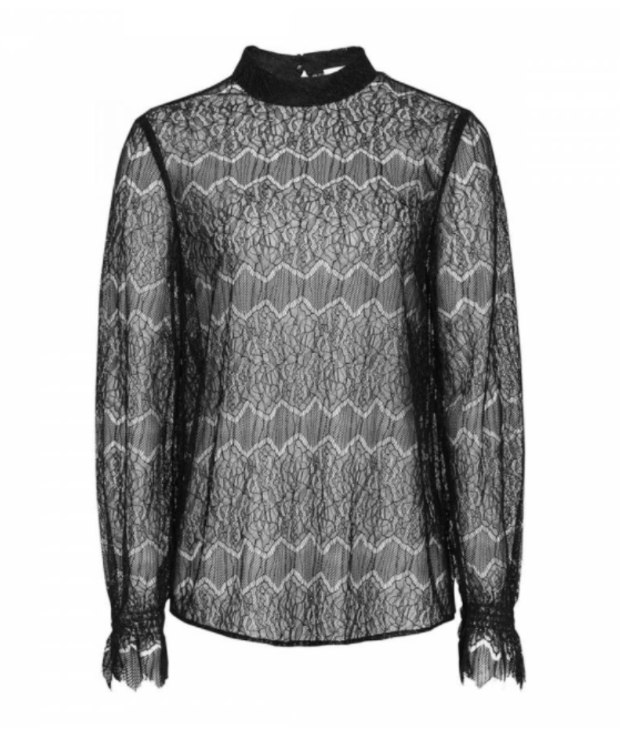 Reiss black 'paula' sheer lace top UK 6
