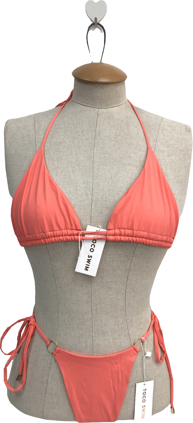 toco swim Pink Corsica String Bikini In Coral - Bottoms Are Xs UK S