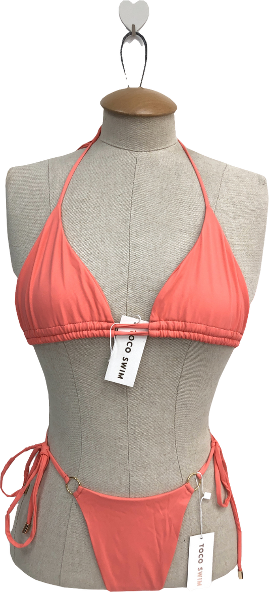 toco swim Pink Corsica String Bikini In Coral - Bottoms Are Xs UK S