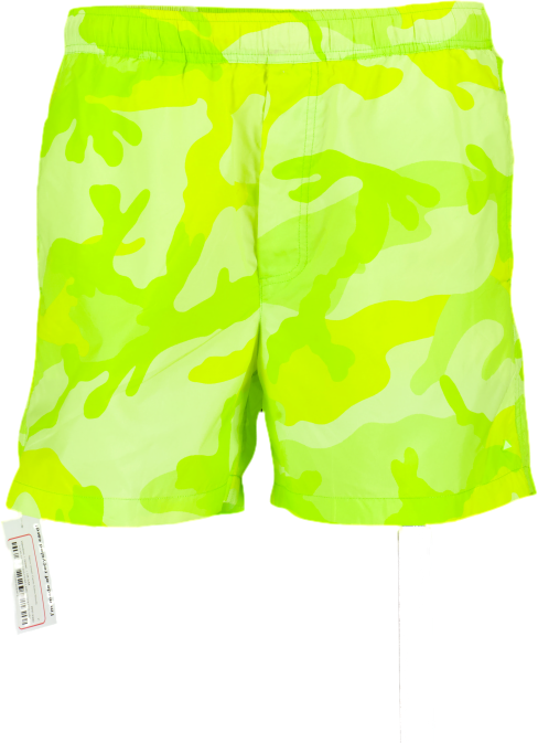 Valentino Neon Green Camo Swim Shorts UK S M Reliked