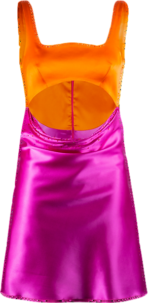 verguenza Pink Two-tone Cut-out Silk Dress With Crystal Detailing UK XS