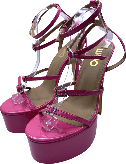 Ego Pink La-playa Diamante Buckle Strap Open Toe Extreme Platform Stiletto Heel UK 8 EU 41 👠