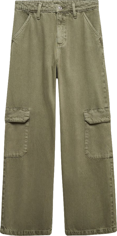 MANGO Green Loose Fit Straight Leg Cargo Trousers BNWT UK 4
