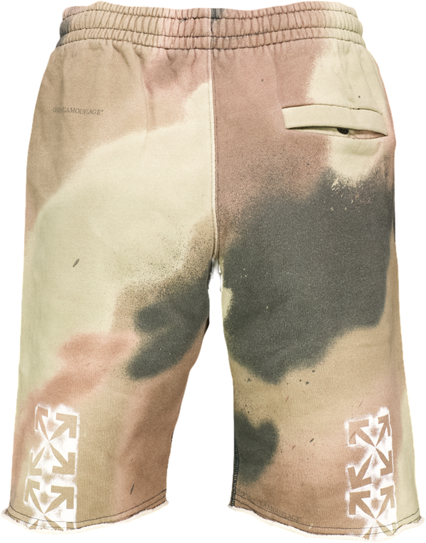 Off-White Green Spray Camo Shorts UK S