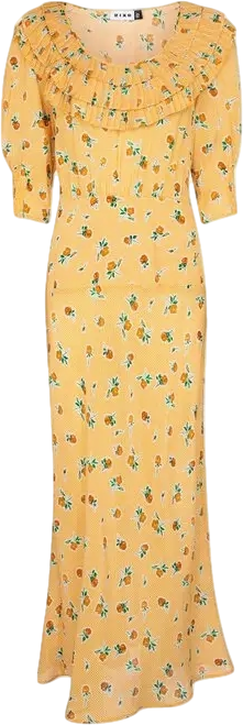 Rixo Yellow Belle Floral Silk-blend Maxi Dress UK M
