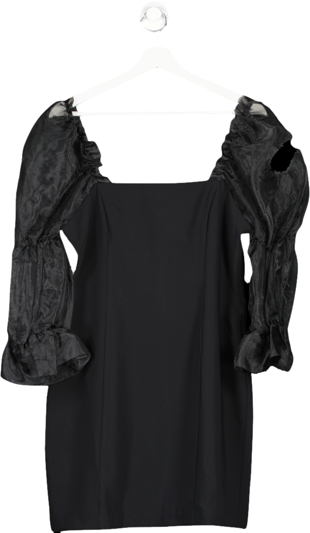 Amanda Uprichard Black Tia Puff Sleeve Mini Dress UK S