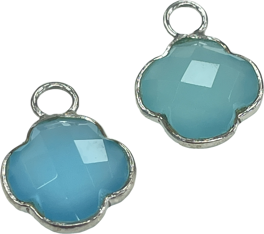 Heavenly London Silver / Blue Amethyst Clovers Detachable Drops For Huggies/hoop Earrings