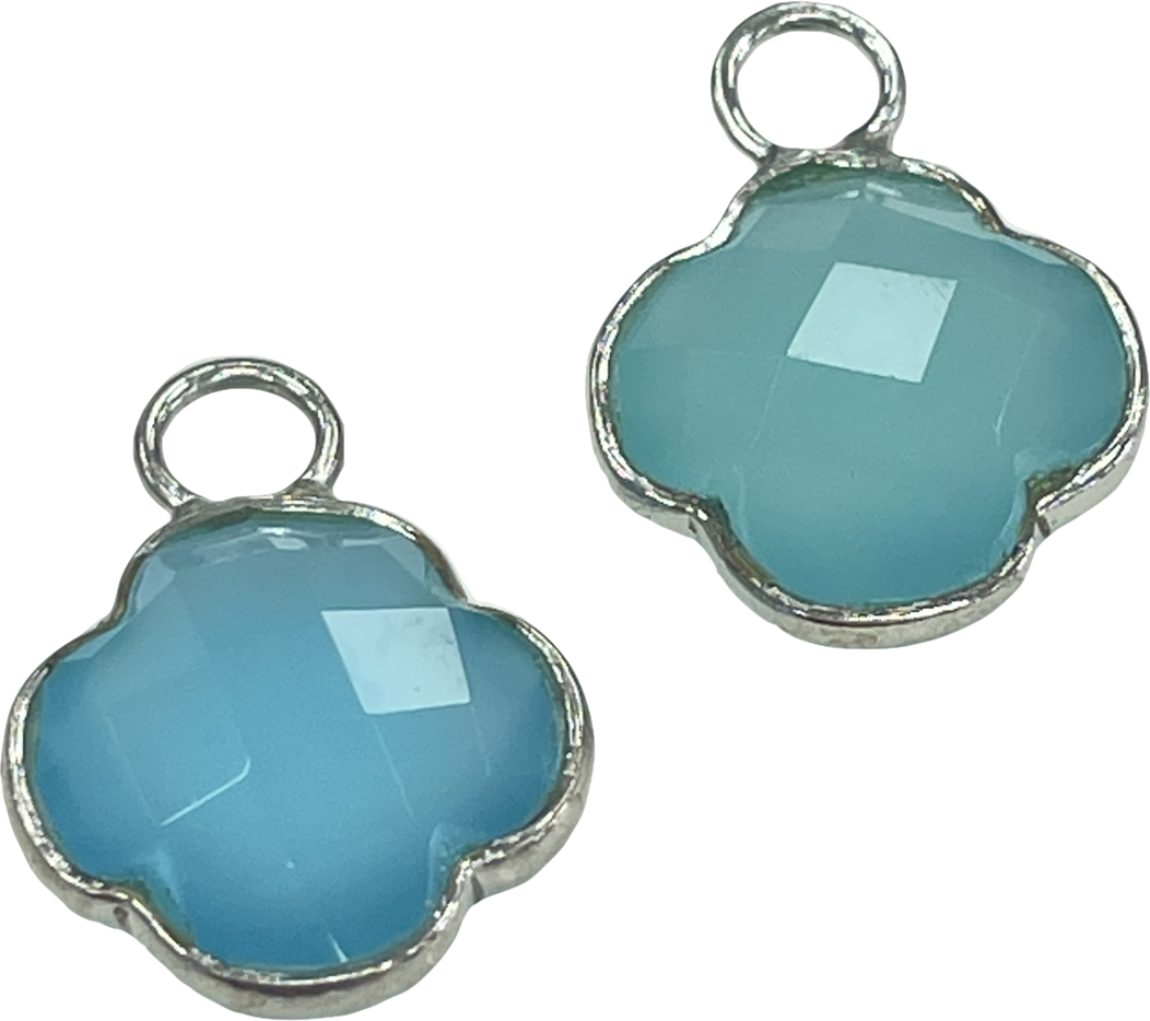 Heavenly London Silver / Blue Amethyst Clovers Detachable Drops For Huggies/hoop Earrings